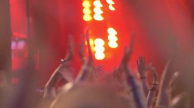 Müzik Festivali'nde sahne şarkıcı için alkışlamak insanlar