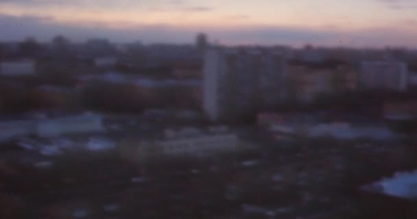 Moskova Cityscape Iğne Deliği Video Apartman Blokları Üst Kattan Akşam — Stok video