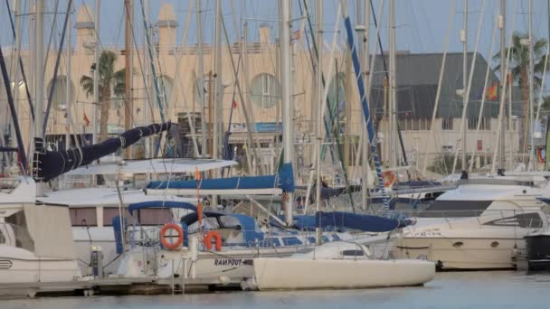 Muelle con yates en Almería, España — Vídeos de Stock