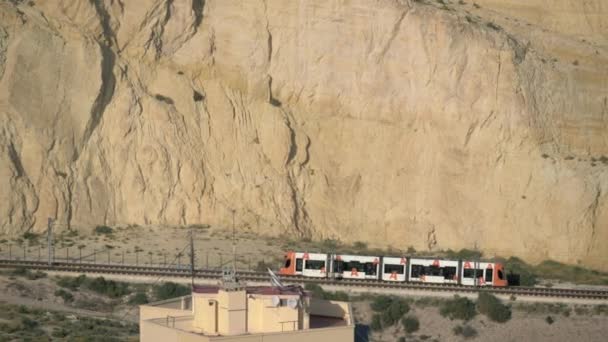 Tram and mountain in Alicante, Spain — Stock Video