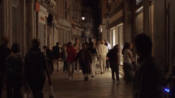 夜、ヴェネツィアの賑やかな通り — ストック動画
