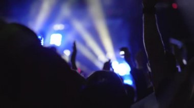 Ağır çekim bir kalabalığın bir akşam müzik konserinde hayranları