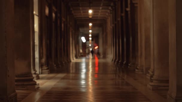 Inside ancient building at San Marco Square. Venice, Italy — Stock Video