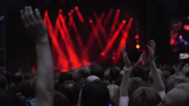 Zwolnionym tempie doping tłumu na pokazie koncert — Wideo stockowe