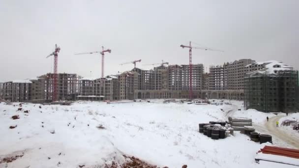 Enorme cantiere in inverno — Video Stock