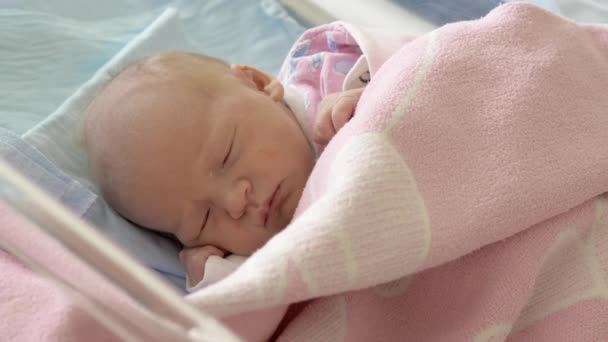 Newborn baby girl asleep — Stock Video