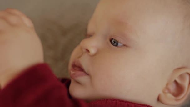 Bebé jugando en la alfombra — Vídeos de Stock