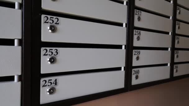 Locked apartment mailboxes — Stock Video