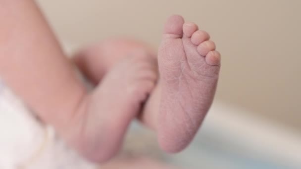 Nyfött barn flyttar fötter — Stockvideo