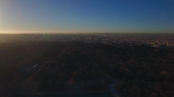 Luchtfoto stadsgezicht van Madrid met Buen Retiro Park, Spanje — Stockvideo