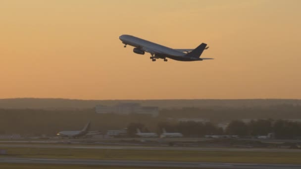 Kvällen flygplan start — Stockvideo