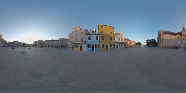 360 Vr Burano Visa med Baldassarre Galuppi square, Italien — Stockvideo