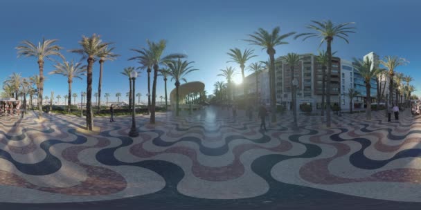360 VR El paseo marítimo Explanada de Espana en Alicante, España — Vídeo de stock