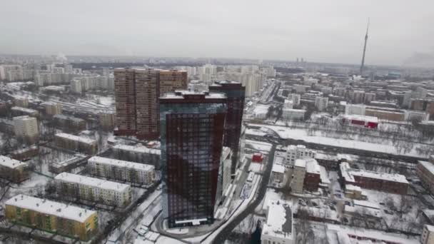 Luchtfoto van de winter stad Moskou, Rusland — Stockvideo