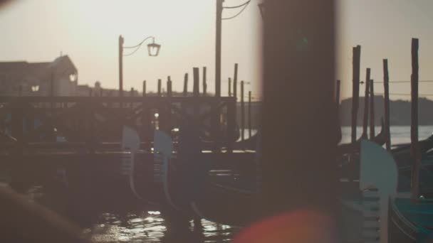 Venice scene with gondolas mooring, Italy — Stock Video