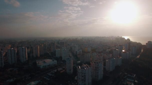 Paisaje urbano aéreo de Antalya en la madrugada, Turquía — Vídeos de Stock