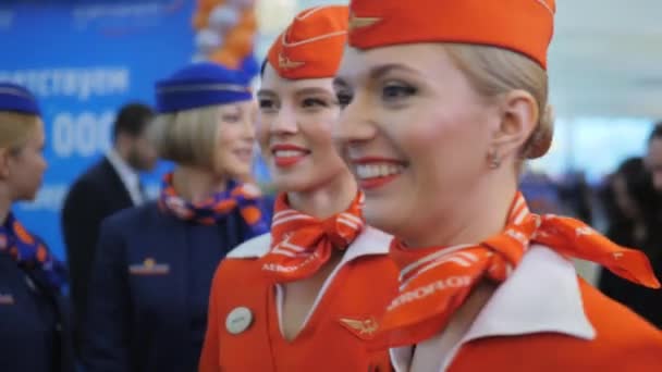 Guapas azafatas de Aeroflot Airline, Rusia — Vídeos de Stock