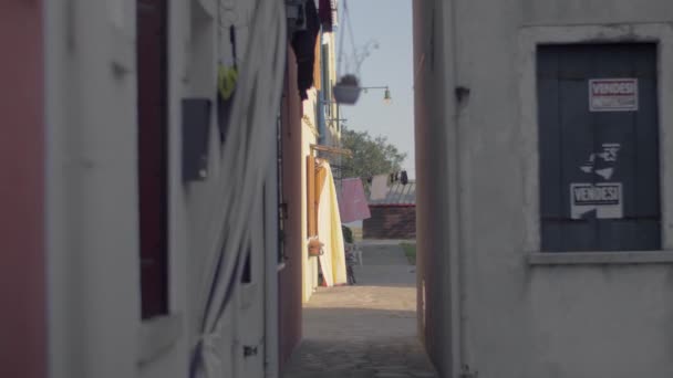 Une vue sur une petite zone domestique de Burano italien — Video