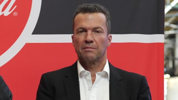 Lothar Matthaus portrait. Meeting FIFA World Cup Trophy in Moscow, Russia — Stock Video