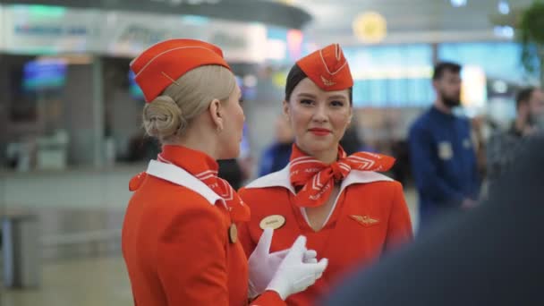 Assistenti di volo Aeroflot, Russia — Video Stock