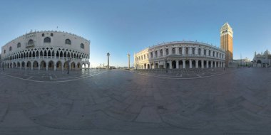 Lagün'e bakan 360 Vr St. Marks Meydanı. Venedik'in simgesi, İtalya