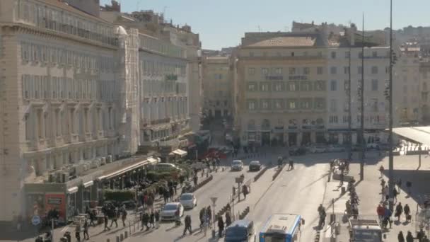 Belebter quai des belges in marseille, frankreich — Stockvideo