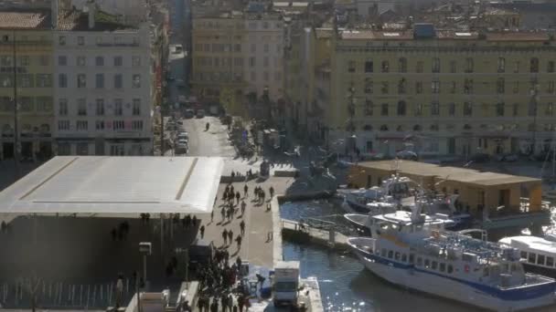 Marseille scène met oude Vieux Port, Frankrijk — Stockvideo