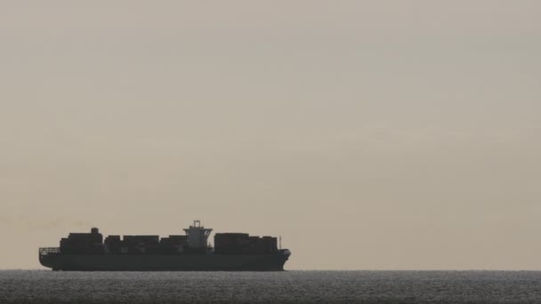 Um navio de carga ao amanhecer — Vídeo de Stock