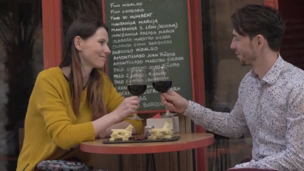 Wine and cheese in Valencia — Stock Video