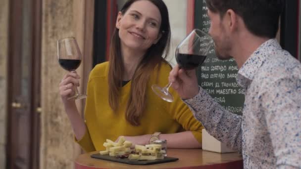 Červené víno a sýr-dokonalé — Stock video