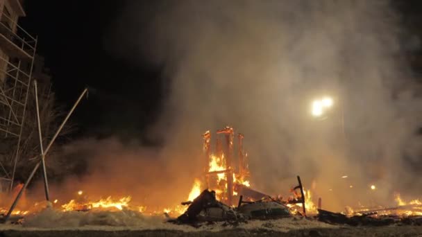 Огонь среди пальм — стоковое видео