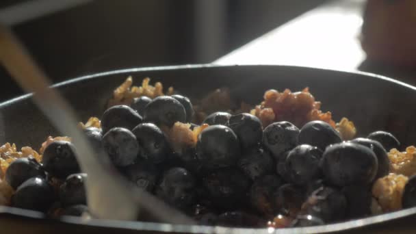 Getreide mit Blaubeeren — Stockvideo