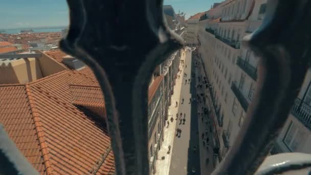 Lisboa vista de Santa Justa Lift, Portugal — Vídeo de Stock