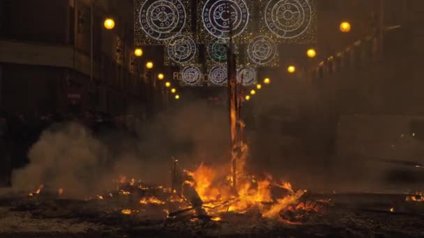 La Crema nell'ultima notte di Fallas a Valencia, Spagna — Video Stock