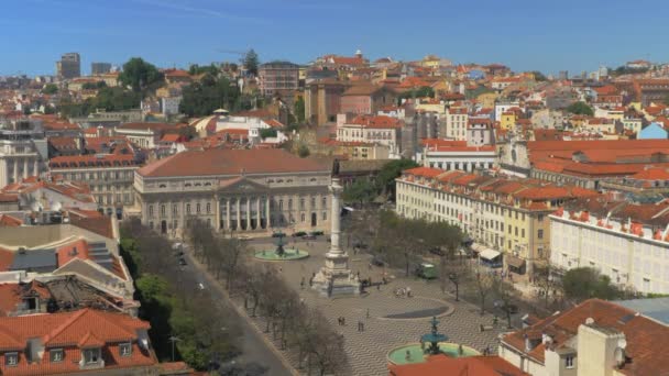 A top view of a Rossio square on a beautiful sunny day — Stock Video