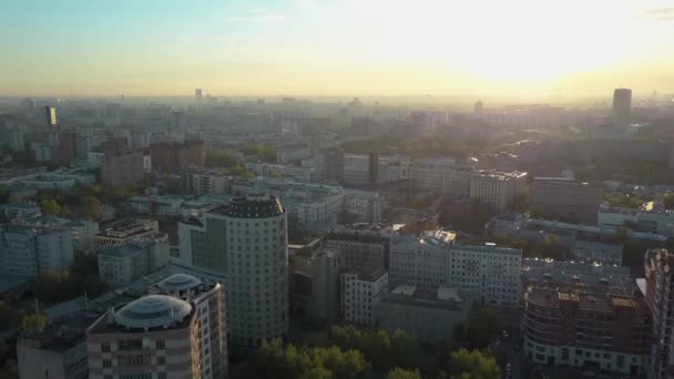 Scena lotnicza Moskwy wczesnym rankiem, Rosja — Wideo stockowe