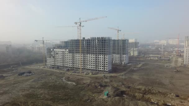 住宅综合体，高层公寓楼正在建设中，空中 — 图库视频影像