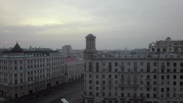 Moscú vista aérea con calle Tverskaya, Rusia — Vídeo de stock