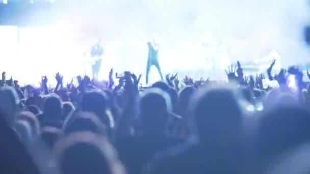 Excited and happy fans applauding at the concert — Stock Video