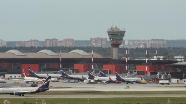 Busy Terminal B lotniska Szeremietiewo w Moskwie, Rosja — Wideo stockowe