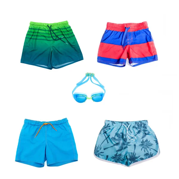 Collage Different Shorts Boys Different Colors — Stock Photo, Image