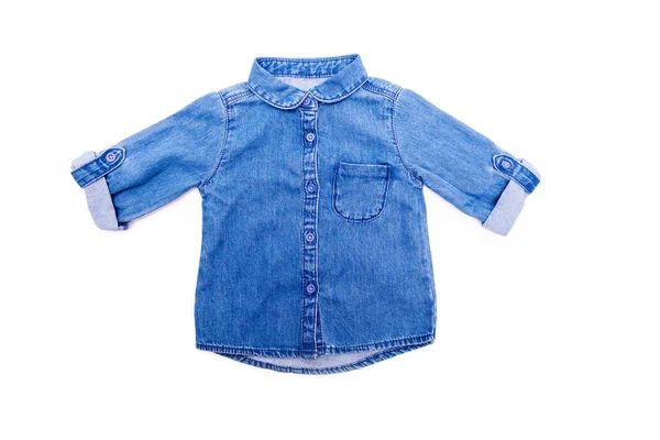 Childrens jeans overhemd op een witte achtergrond voor geïsoleerde — Stockfoto