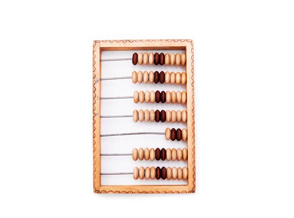 Oude houten abacus geïsoleerd op een witte achtergrond — Stockfoto