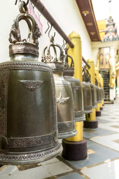 A line of hanging bell around temple at Wat Phra That Doi Suthep chiangmai Thailand, tourist attraction of Chiang Mai, Thailand.