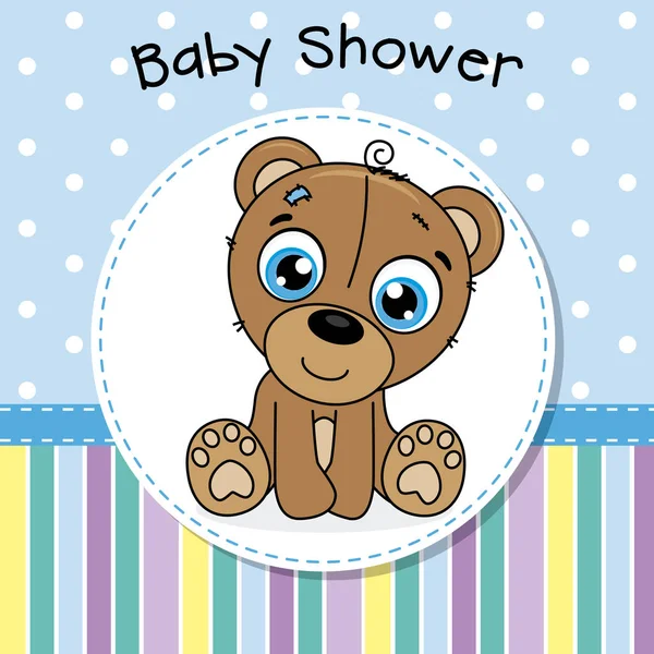 Baby Shower Boy Cute Bear — Stockvector