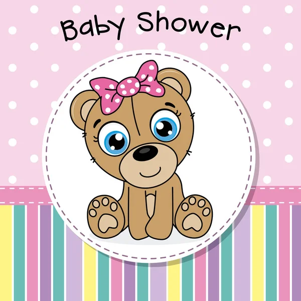 Baby Shower Girl Cute Bear — Stock Vector