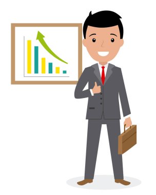 Mutlu işadamı grafik ile. izole vektör