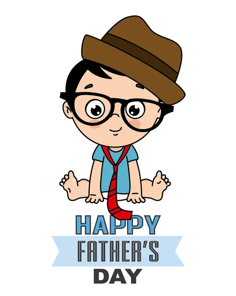 Junge Verkleidet Als Vater Glückliche Vatertagskarte — Stockvektor
