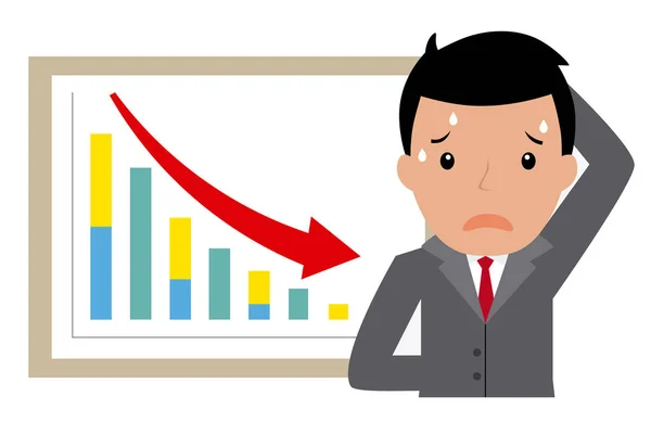 Triste Hombre Negocios Para Malos Resultados Gráfico Vector Aislado — Archivo Imágenes Vectoriales