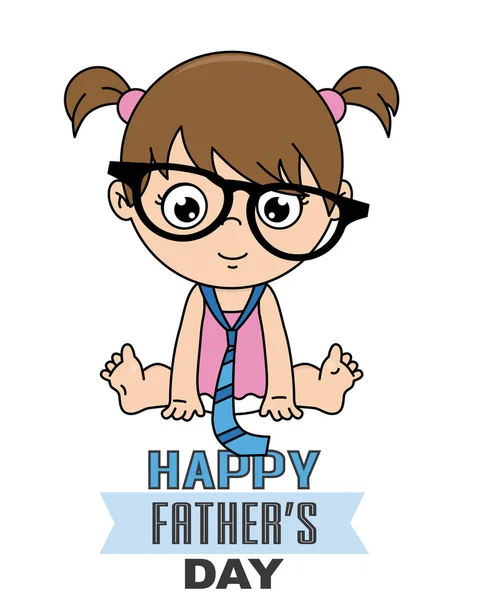 Baby Girl Disguised Dad Happy Fathers Day Card — Stock Vector